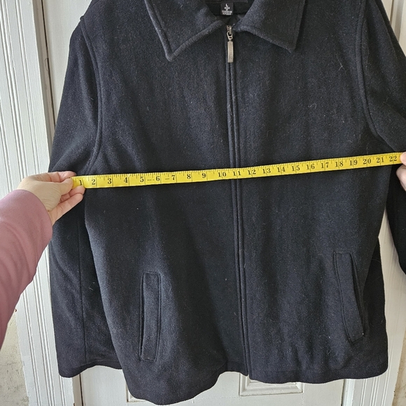 Claiborne Outerwear Men's Large Black Wool Zip-up Coat - Picture 10 of 11